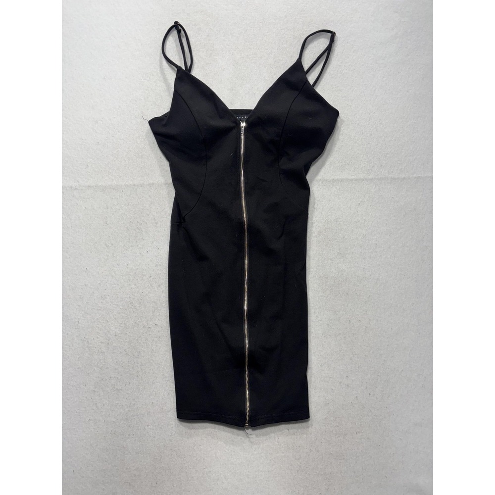 Haute Monde Dress Womens Large Black V Neck Zip Bodycon Mini Party HMD10208